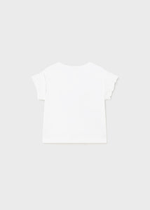 Little Girls White Flower T-Shirt - 1010