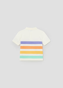Little Boys Ivory Striped Polo Shirt- 1108
