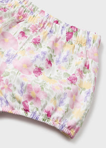 Little Girls Pink Floral Cotton Shorts Set - 1232