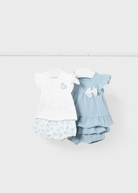 Baby Girls Blue Cotton Shorts Sets ( 4 Piece) - 1611