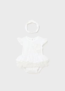 Baby Girls White Cotton Romper Set - 1702