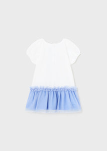 Little Girls White & Blue Tulle Skirt Dress- 1925