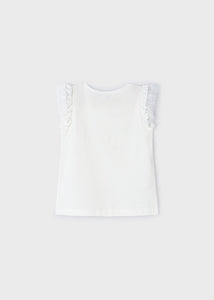 Girls Ivory Flower T-Shirt - 3079