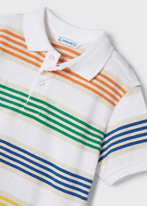 Boys White Stripe Polo Shirt - 3108