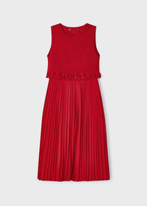 Girls Red Pleated Jumpsuit - 3843