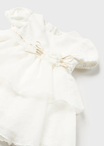 Baby Girls White Velvet and Chiffon Dress - 2857