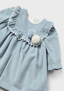 Baby Girls Blue Cord Dress - 2859