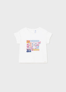 Little Girls White Flower T-Shirt - 1010