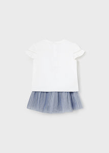 Little Girls Blue & White Tulle Skirt Set - 1932