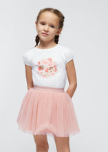 Girls Ivory & Peach Tulle Skirt Set - 3953