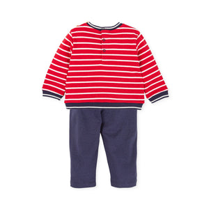 Boys Red & Navy Trouser Set - 6593