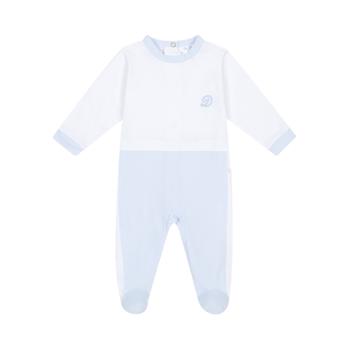 Baby Boys Pale Blue and White Baby Grow - DBV24117
