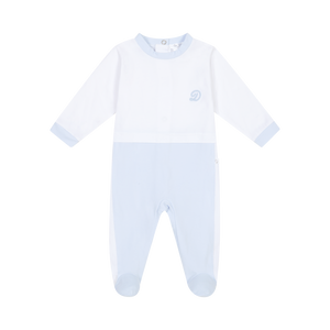 Baby Boys Pale Blue and White Baby Grow - DBV24117