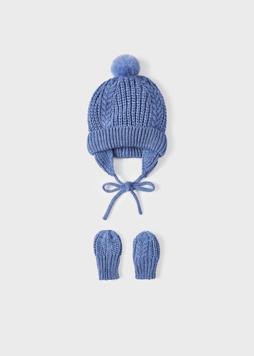 Blue Knit Hat & Mits - 9547