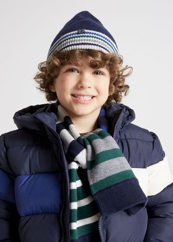 Blue & Green Knitted Hat & Scarf Set - 10341