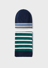 Blue & Green Knitted Hat & Scarf Set - 10341