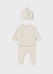 Beige Baby Trouser Set with Hat - 2507