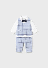 Baby Boys Blue Smart Check Trouser Set (3 Piece) - 2520