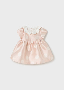 Pink Polka Dot Satin Dress - 2856