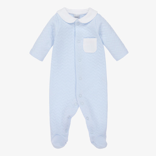 Blue Quilted Cotton Babygrow - 13555