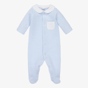 Blue Quilted Cotton Babygrow - 13555