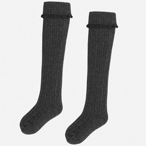 Girls Knee High Socks - Grey