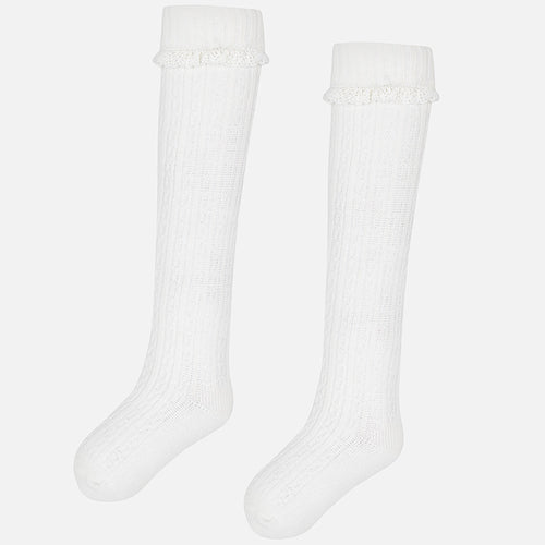 Girls Knee High Socks - Off White