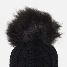 Girls Black Pompom Hat