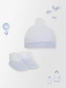 Blue Hat & Bootee Set