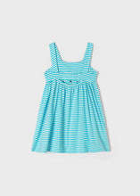 Girls Turquoise & White Stripe Dress - 3949