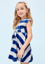 Girls Blue and White Striped Summer Dress - 3945
