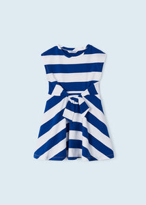 Girls Blue and White Striped Summer Dress - 3945