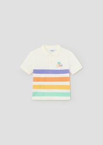 Little Boys Ivory Striped Polo Shirt- 1108