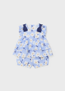 Little Girls Blue Floral Shortie Set - 1232