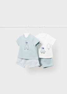 Baby Boys Blue Shorts Set (4 piece) - 1627