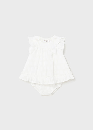 Baby Girls White  Spotted Dress - 1820
