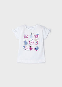 Girls White Fruit Print T-shirt - 3084