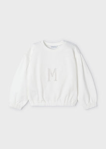 Girls Ivory Embroidered Sweatshirt - 3468
