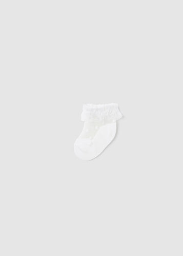Baby Girls White Polka Dot sheer Socks -9712