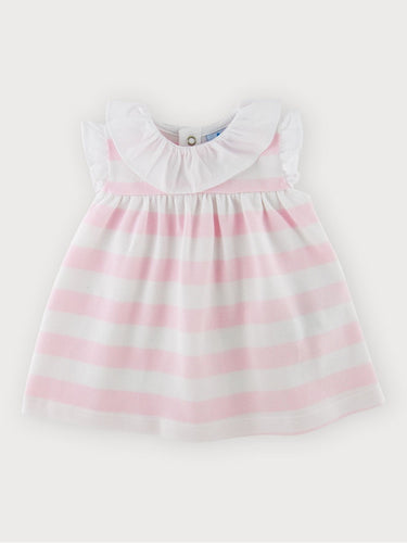 Little Girls Pink and White Striped Dress - 501
