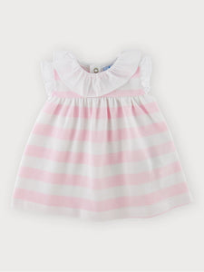 Little Girls Pink and White Striped Dress - 501