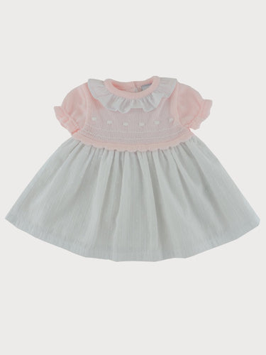 Baby Girls Pale Pink and White Dress- 216