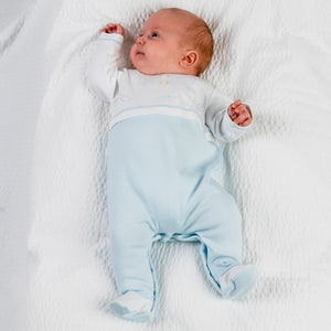 Dawson Baby Boys Pale Blue & White Babygrow -2528