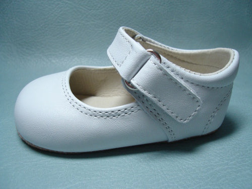 Baby Girls White Leather Pram Shoes