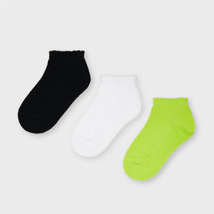 Girls 3 Pack Trainer Socks (Lime) - 10058