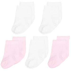 baby 5 Pack Socks - Pink/White