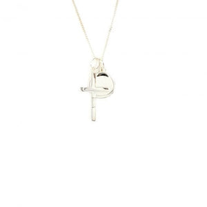 Silver Cross & Disc Necklace