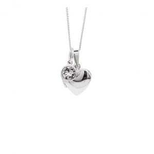 Silver Heart Locket & Swarovski Charm Necklace
