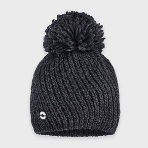 Grey Knitted Pom-pom Hat - 10903