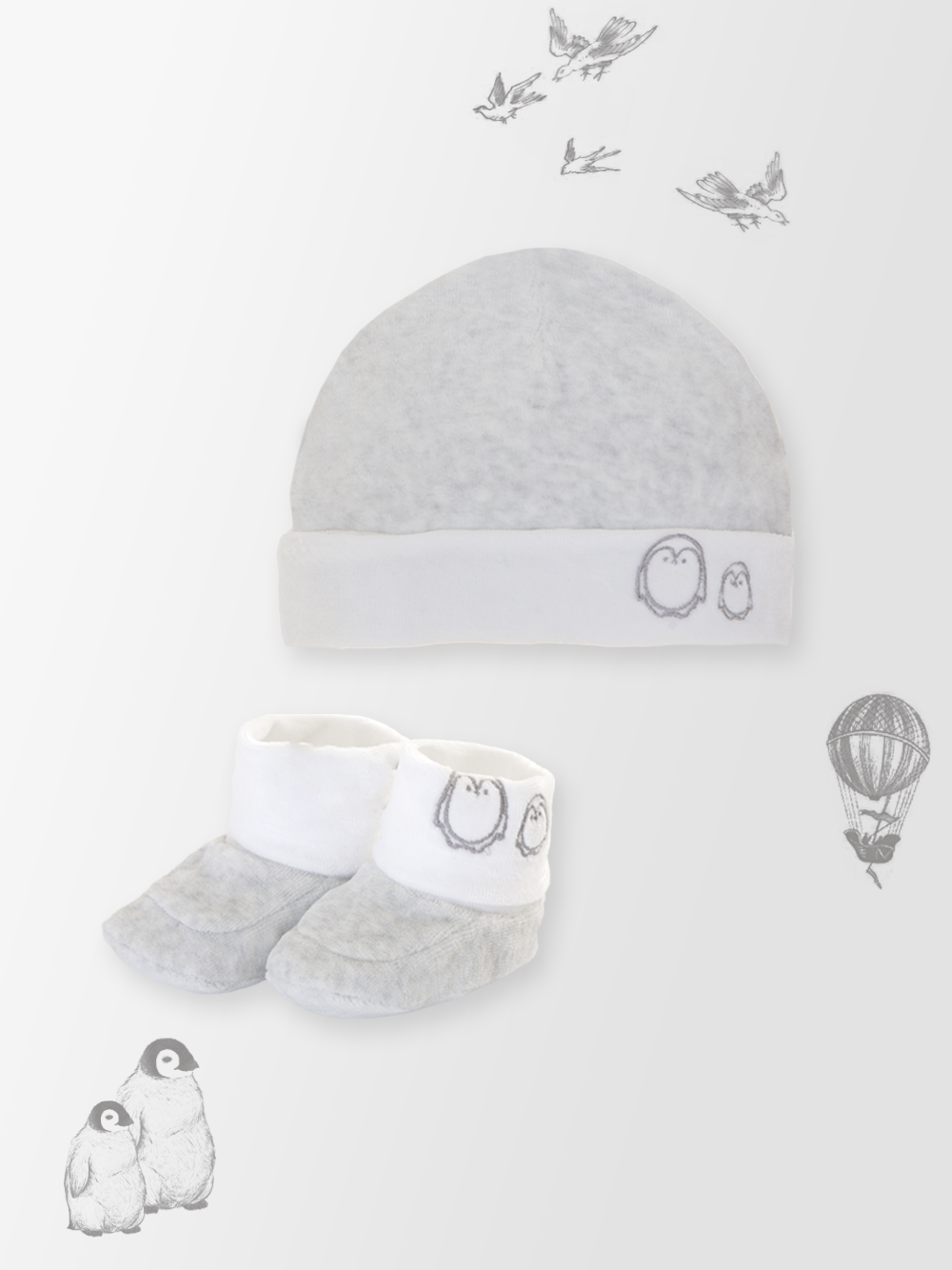 Grey Hat & Bootee Set